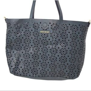 Under One Sky Vegan Leather Laser Cut‎ Tote Bag, Teal Color